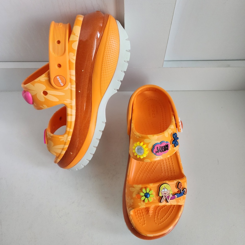 Crocs Disney 2024 Lizzie McGuire Mega Crush Sandals Orange Platform Women 6 RARE - Picture 3 of 11